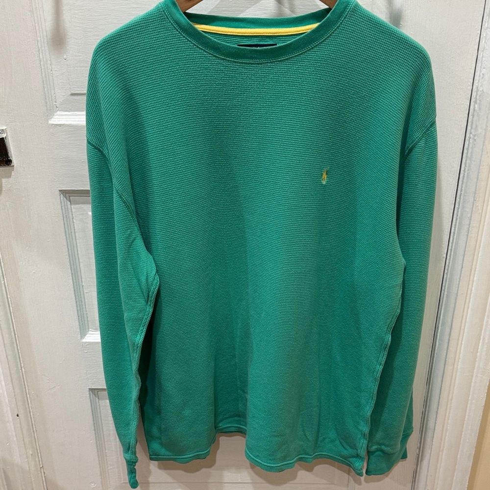 Polo by Ralph Lauren Green Long Sleeve Waffle Shirt